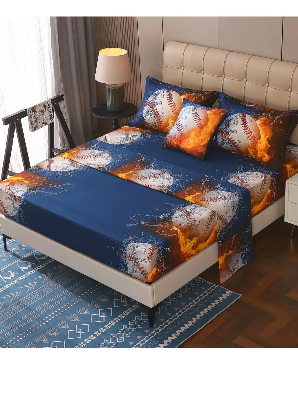 NWT Baseball and Fire Comforter Sets for Boys6 Piece Bed in A Bag